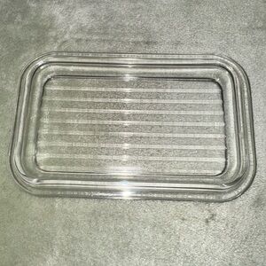 3 Vintage Clear Glass Rectangular Tray or Pyrex Glass Fridge Lids